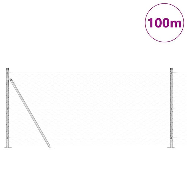 vidaXL Fence Post Silver 100 x 1 m (50 mm mesh) Steel