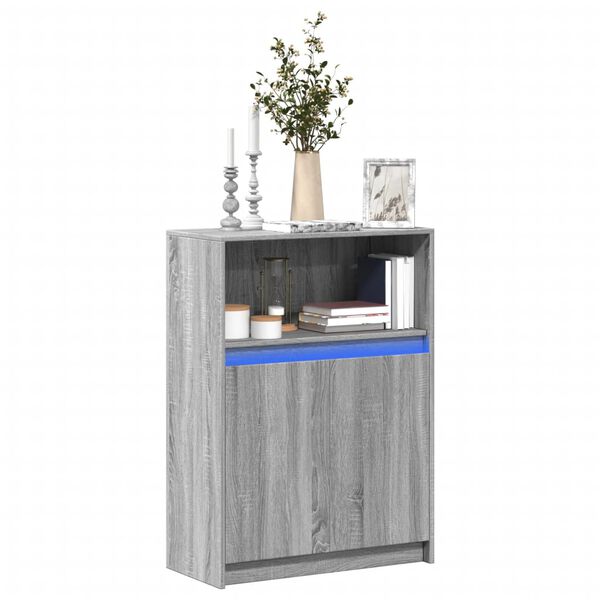 vidaXL Sideboard with LED Grey Sonoma 72x34x100 cm Engineered Wood