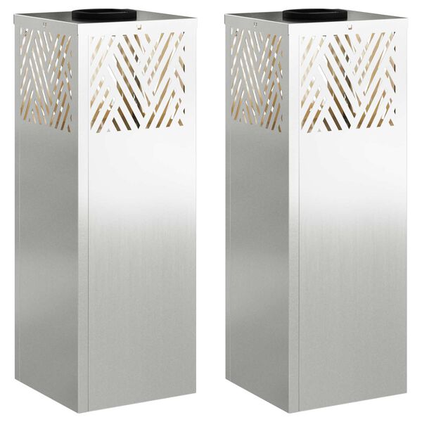 vidaXL Solar LED Pathway Light Herringbone 2 pcs Galvanized Galvanized