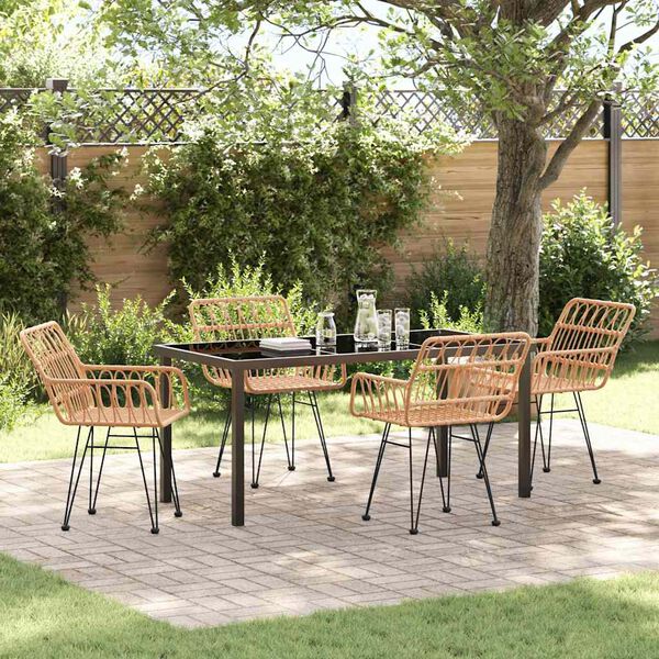 vidaXL Garden Dining Set 5 pcs Brown Powder-Coated Steel