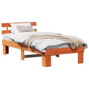 vidaXL Bed Frame with Headboard Wax Brown 80 x 200 cm Solid Pine Wood