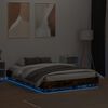 vidaXL Bed Frame with LED without Mattress Smoked Oak 135x190 cm Double