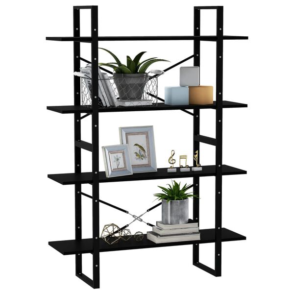 vidaXL 4-Tier Book Cabinet Black 100x30x140 cm Solid Pine Wood