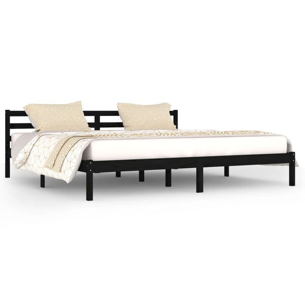 vidaXL Bed Frame without Mattress Solid Wood Pine 200x200cm Black