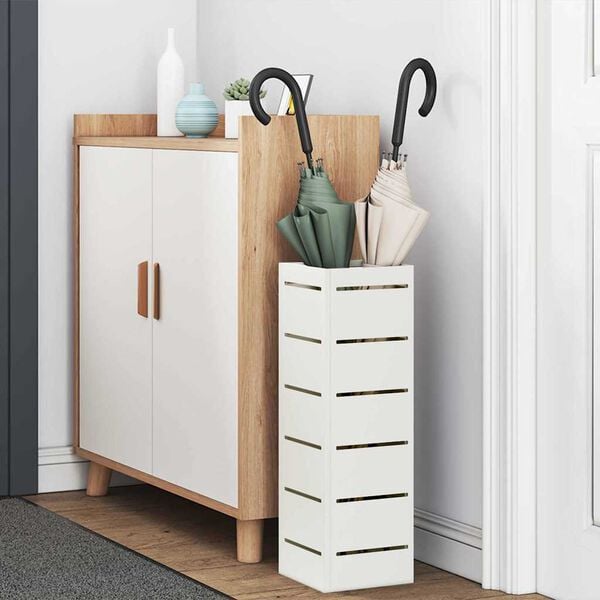 vidaXL Umbrella Stand White 15.5 x 15.5 x 49 cm Metal