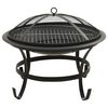vidaXL 2-in-1 Fire Pit and BBQ with Poker 56x56x49 cm Steel