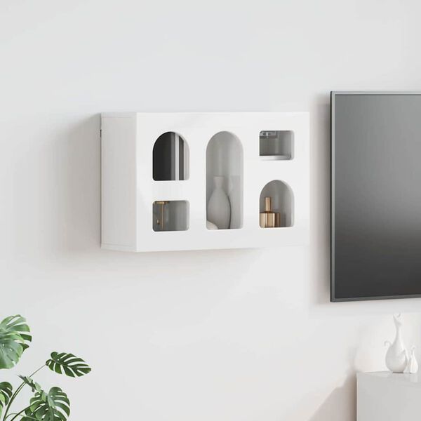 vidaXL Hanging Cabinet with Shelf High Gloss White 60 x 20 x 40 cm