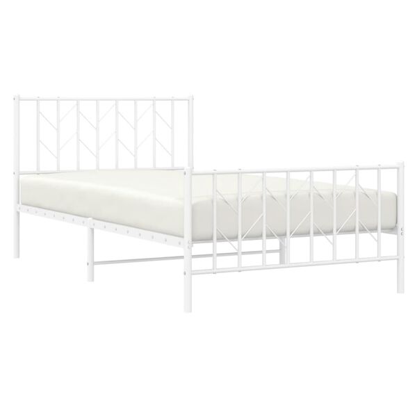 vidaXL Metal Bed Frame without Mattress with Footboard&nbsp;White 107x203cm