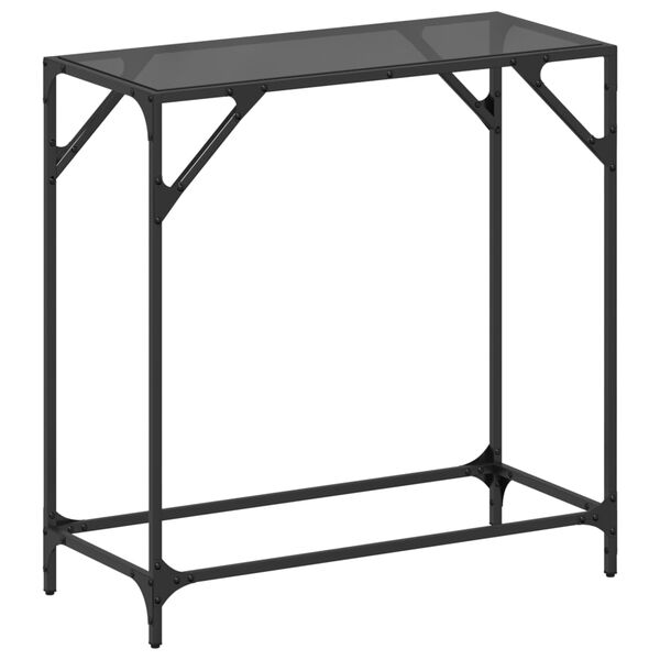 vidaXL Console Table with Black Glass Top 80x35x81 cm Steel
