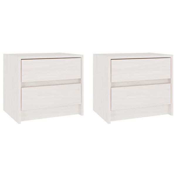vidaXL Bedside Cabinets 2 pcs White 40x30.5x35.5 cm Solid Pine Wood