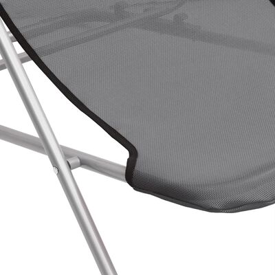 vidaXL Folding Beach Chairs 2 pcs Grey Textilene&Powder-coated Steel