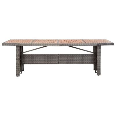 vidaXL Garden Table 240x90x74 cm Poly Rattan and Solid Acacia Wood