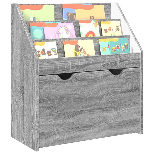 vidaXL Kids Bookshelf Grey Sonoma 60 x 29.5 x 69 cm Engineered Wood
