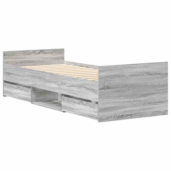 vidaXL Bed Frame without Mattress Grey Sonoma 90x190 cm Single