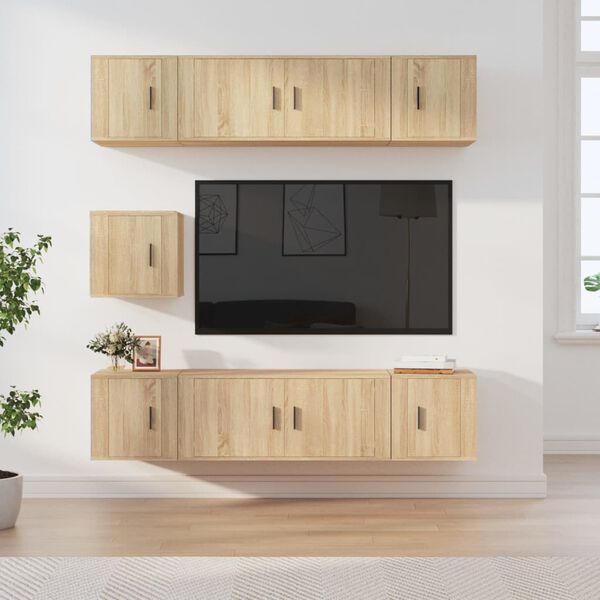 vidaXL 7 Piece TV Cabinet Set Sonoma Oak Engineered Wood