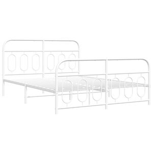 vidaXL Metal Bed Frame without Mattress with Footboard White 150x200cm