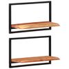 vidaXL Wall Shelves 2 pcs 60x25x35 cm Solid Wood Acacia and Steel