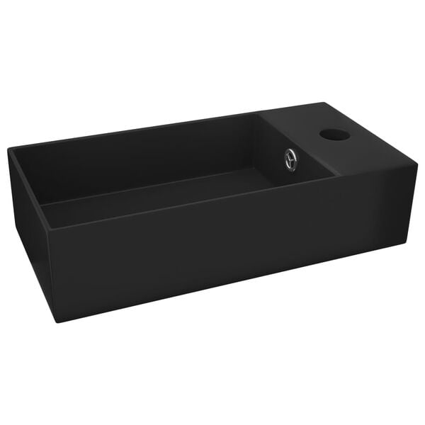 vidaXL Bathroom Sink with Overflow Ceramic Matt Black