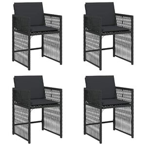 vidaXL Garden Chairs with Cushions 4 pcs Black Poly Rattan