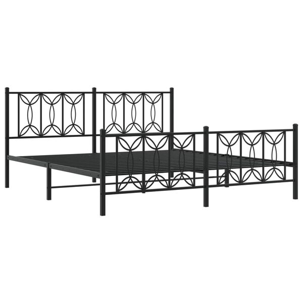 vidaXL Metal Bed Frame without Mattress with Footboard Black 183x213cm