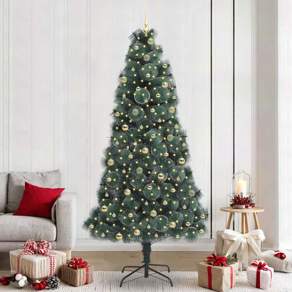 vidaXL Artificial Pre-lit Christmas Tree with Ball Set Green 240 cm