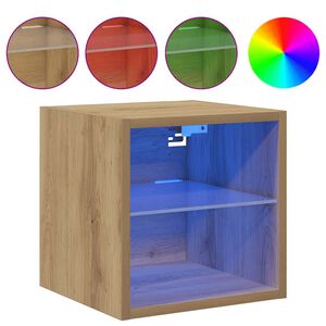 vidaXL TV Wall Cabinet with LED Lights Artisan Oak 30x28,5x30 cm