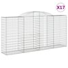 vidaXL Arched Gabion Baskets 17 pcs 300x50x140/160 cm Galvanised Iron