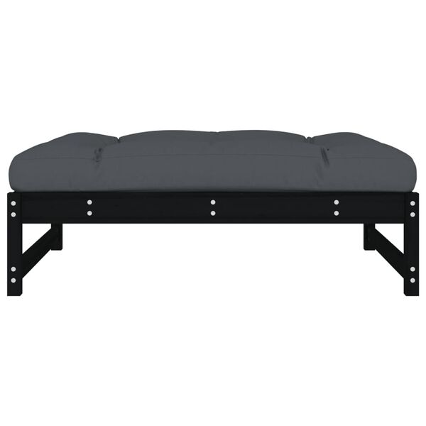 vidaXL Garden Footstool Black 120x80 cm Solid Wood Pine