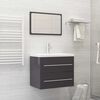 vidaXL 2 Piece Bathroom Furniture Set High Gloss Grey Engineered Wood