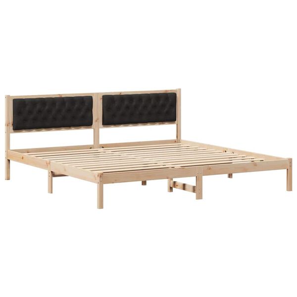 vidaXL Bed Frame with Headboard Black 200 x 200 cm Solid Pine Wood