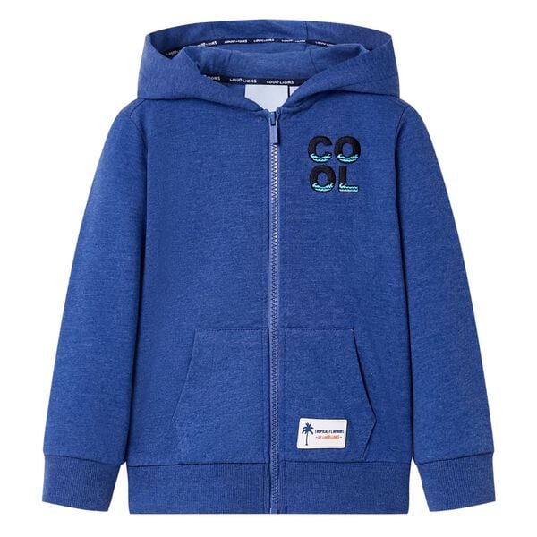 Kids' Hooded Sweatshirt with Zip Dark Blue Melange 104