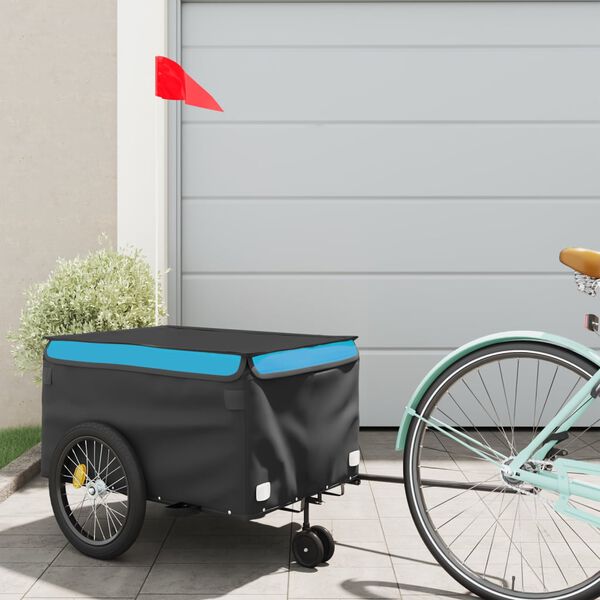 vidaXL Bike Trailer Black and Blue 30 kg Iron