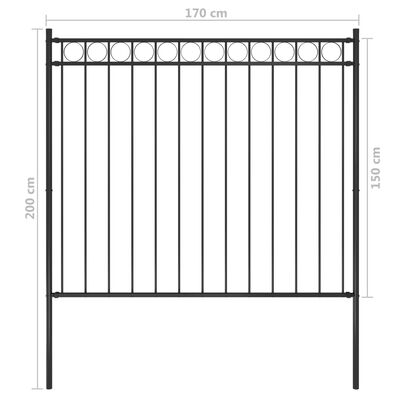 vidaXL Garden Fence Steel 1.7x1.5 m Black