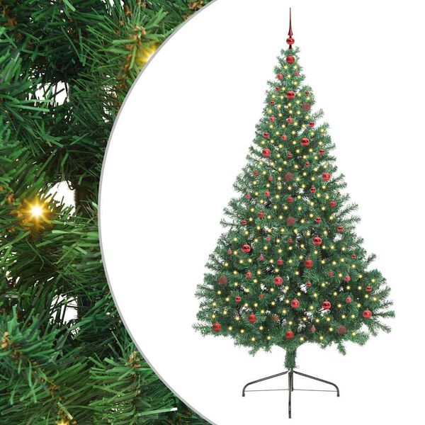 vidaXL Artificial Pre-lit Christmas Tree Green 240 cm PVC