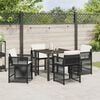 vidaXL Garden Dining Set 5 pcs Black Poly Rattan