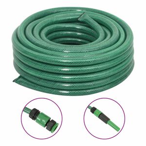 vidaXL Garden Hose with Fitting Set Green 0.75" 30 m PVC