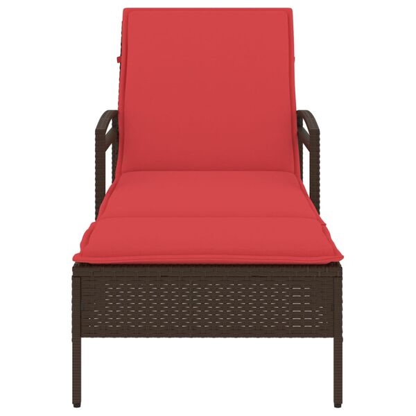 vidaXL Sun lounger Reclining Brown 63 x 200 x 81cm Poly Rattan