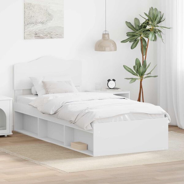 vidaXL Bed Frame with Headboard White 90 x 190 cm Solid Pine Wood
