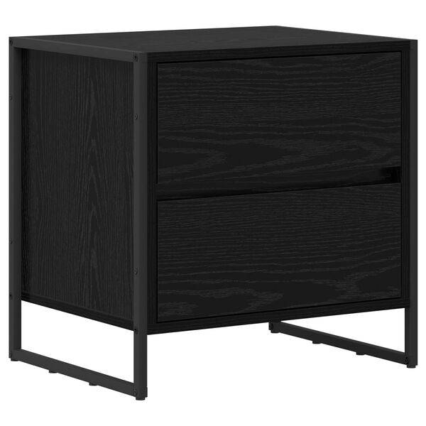 vidaXL Bedside Table Black Oak 50 x 39.5 x 50 cm Engineered Wood