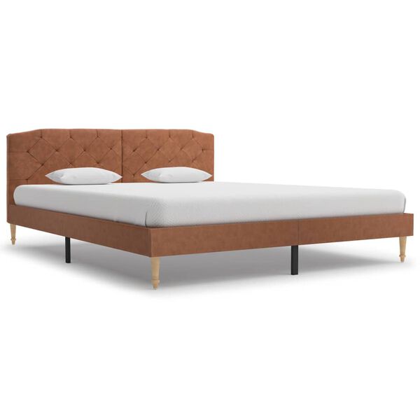 vidaXL Bed Frame without Mattress Brown Fabric 150x200 cm King Size