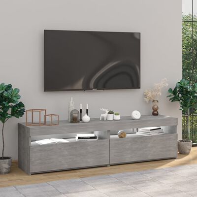 vidaXL TV Cabinets 2 pcs with LED Lights Concrete Grey 75x35x40 cm