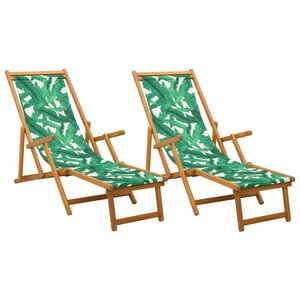 vidaXL Folding Sun Lounger 2 pcs 3 Position Solid Eucalyptus Wood