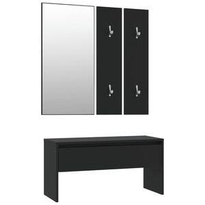 vidaXL Hallway Furniture Set Black Engineered Wood