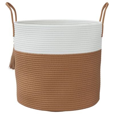 vidaXL Storage Basket Brown and White Ø40x35 cm Cotton