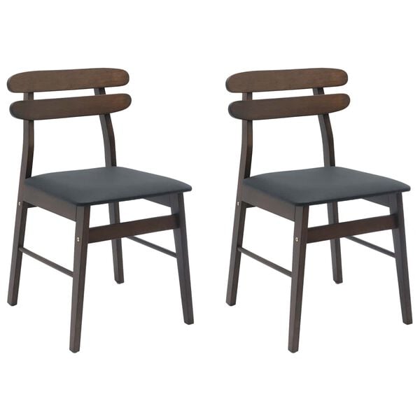 vidaXL Dining Chair 2 pcs Light Brown and Black Solid Wood
