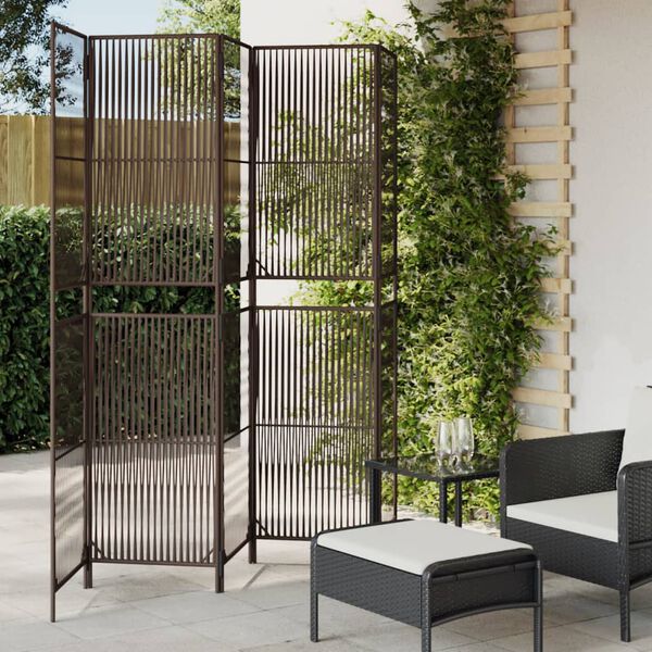 vidaXL Room Divider 5 Panels Brown Poly Rattan