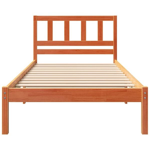 vidaXL Bed Frame with Headboard Wax Brown 80 x 200 cm Solid Pine Wood