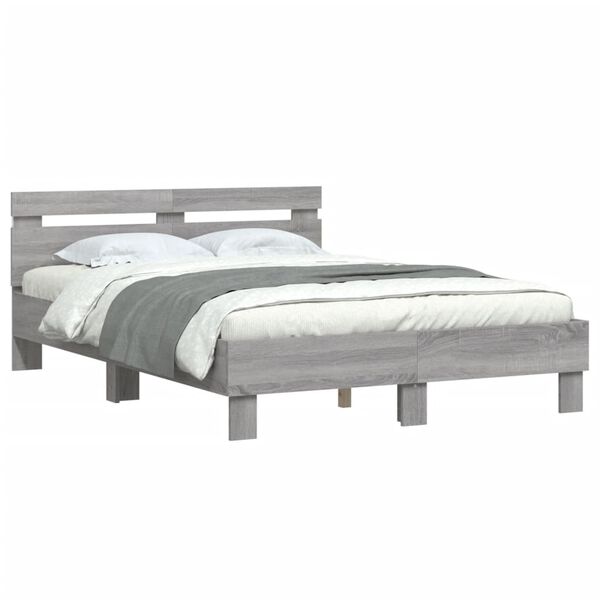 vidaXL Bed Frame with LED without Mattress Grey Sonoma 120x200 cm