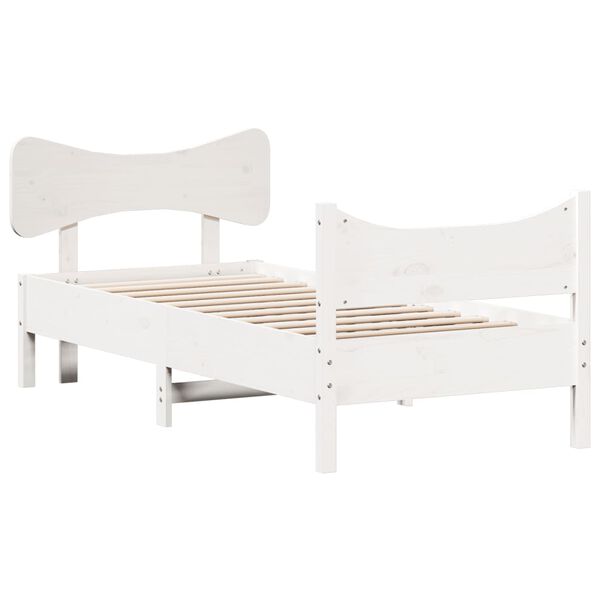 vidaXL Bed Frame without Mattress White 90x190 cm Single Solid Wood Pine