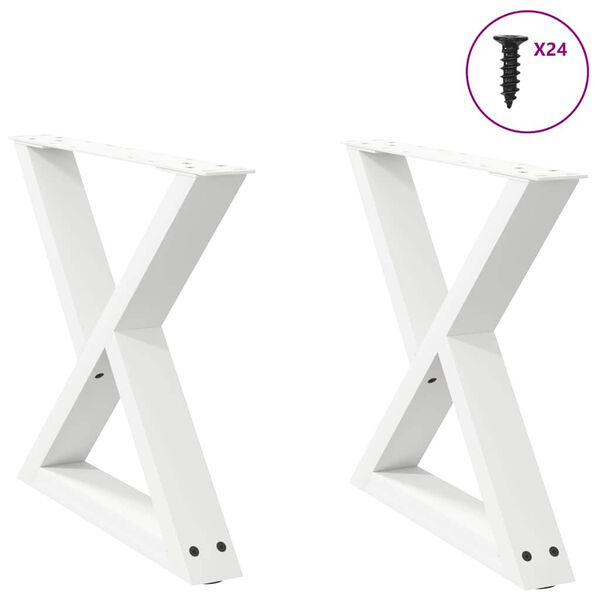 vidaXL Coffee Table Legs 2 pcs White 50x(42-43.3) cm Steel
